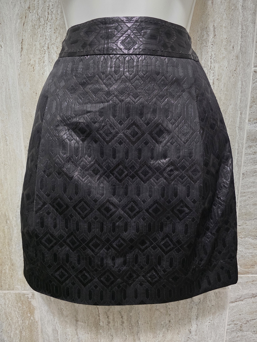 Tory Burch Black Geometric Jacquard Mini Skirt